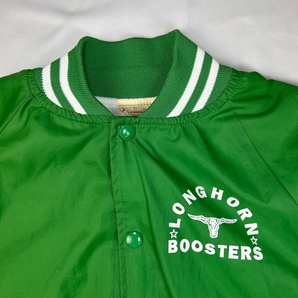 Vintage Auburn‎ Sportswear Longhorn Boosters Green Nylon Varsity Jacket Mens L
